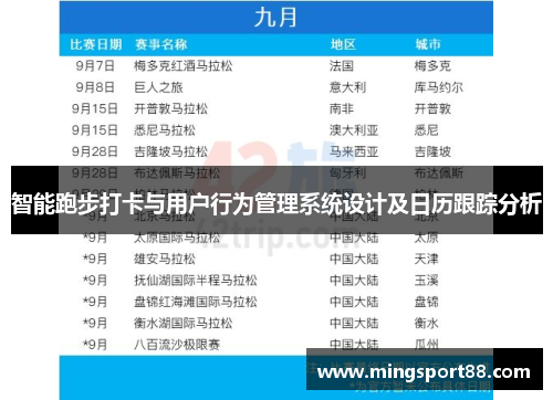 智能跑步打卡与用户行为管理系统设计及日历跟踪分析